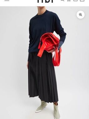 Tibi Italian Sporty Nylon Pleated Skirt